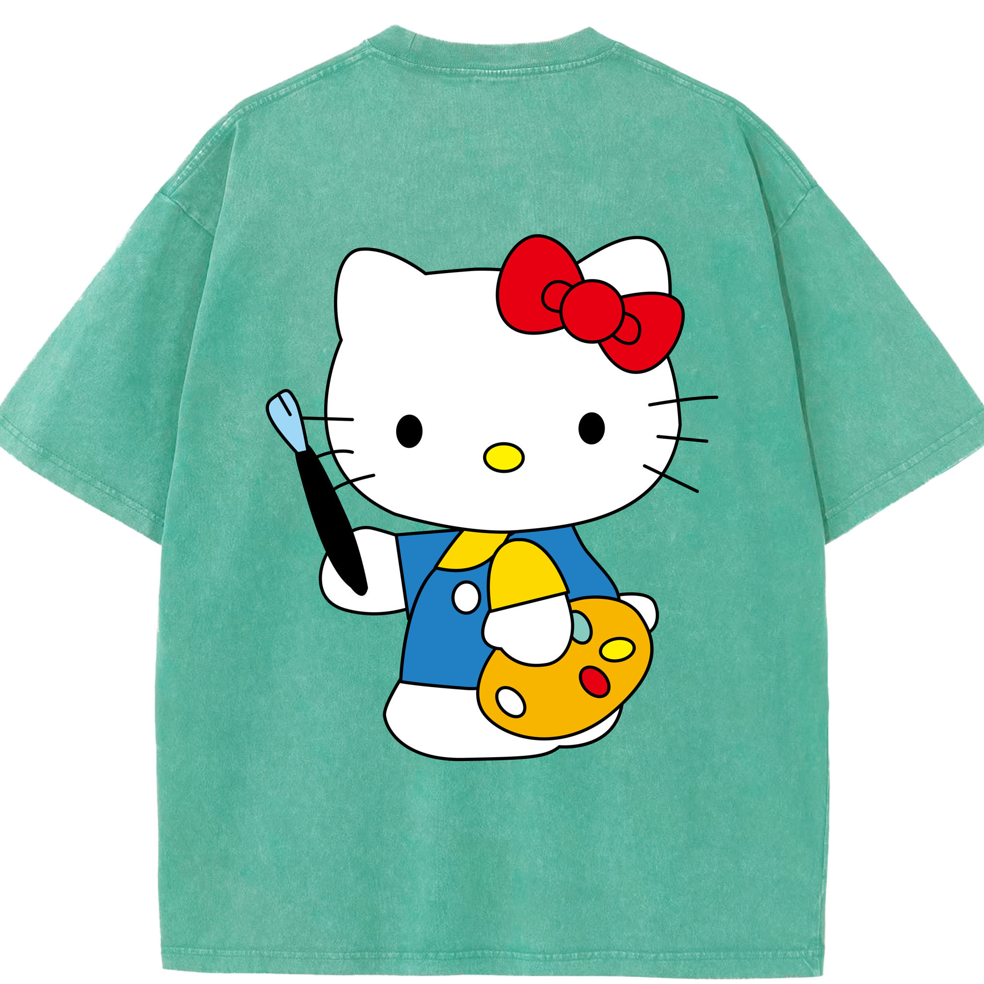 （画像用） Hello Kitty ハローキティ 綿100% ヴィンテージ風 半袖Tシャツ（背面プリント）